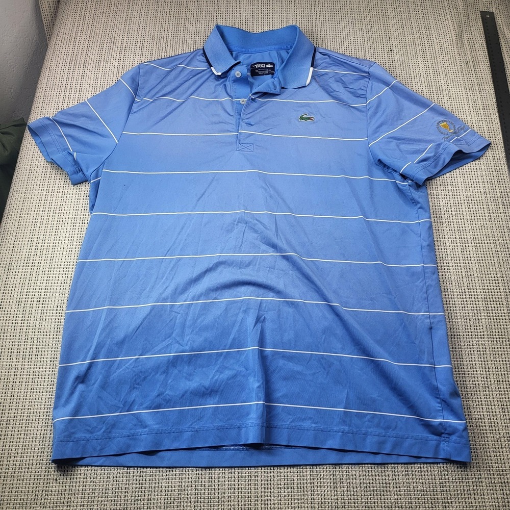 Presidents Cup Golf Shirt Mens 3XL Blue Striped Lacoste Sport Polo Performance